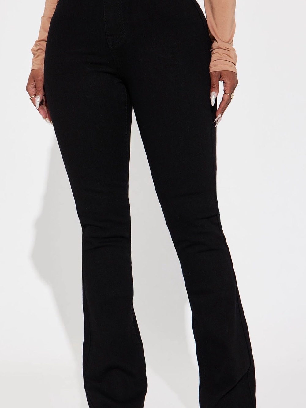 High-Waist Black Stretch Flare Pants